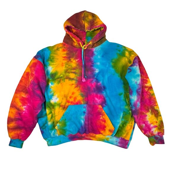 Exist Womens Psychedelic Hoodie SZ XL Multi Cotton Brights Hippie Oversized - Picture 7 of 7